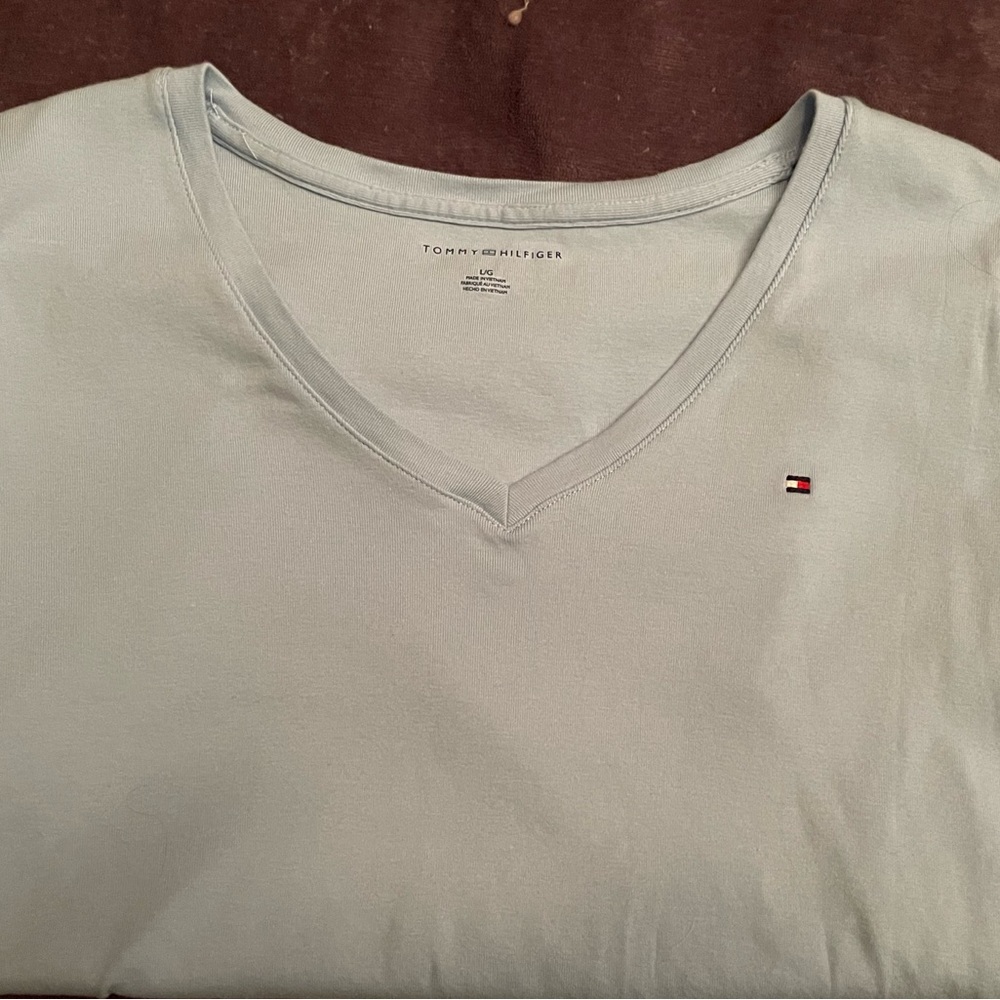 Tommy Hilfiger - light blue fitted tee, size Large